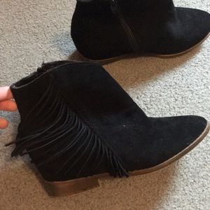 Black Fringe Booties
